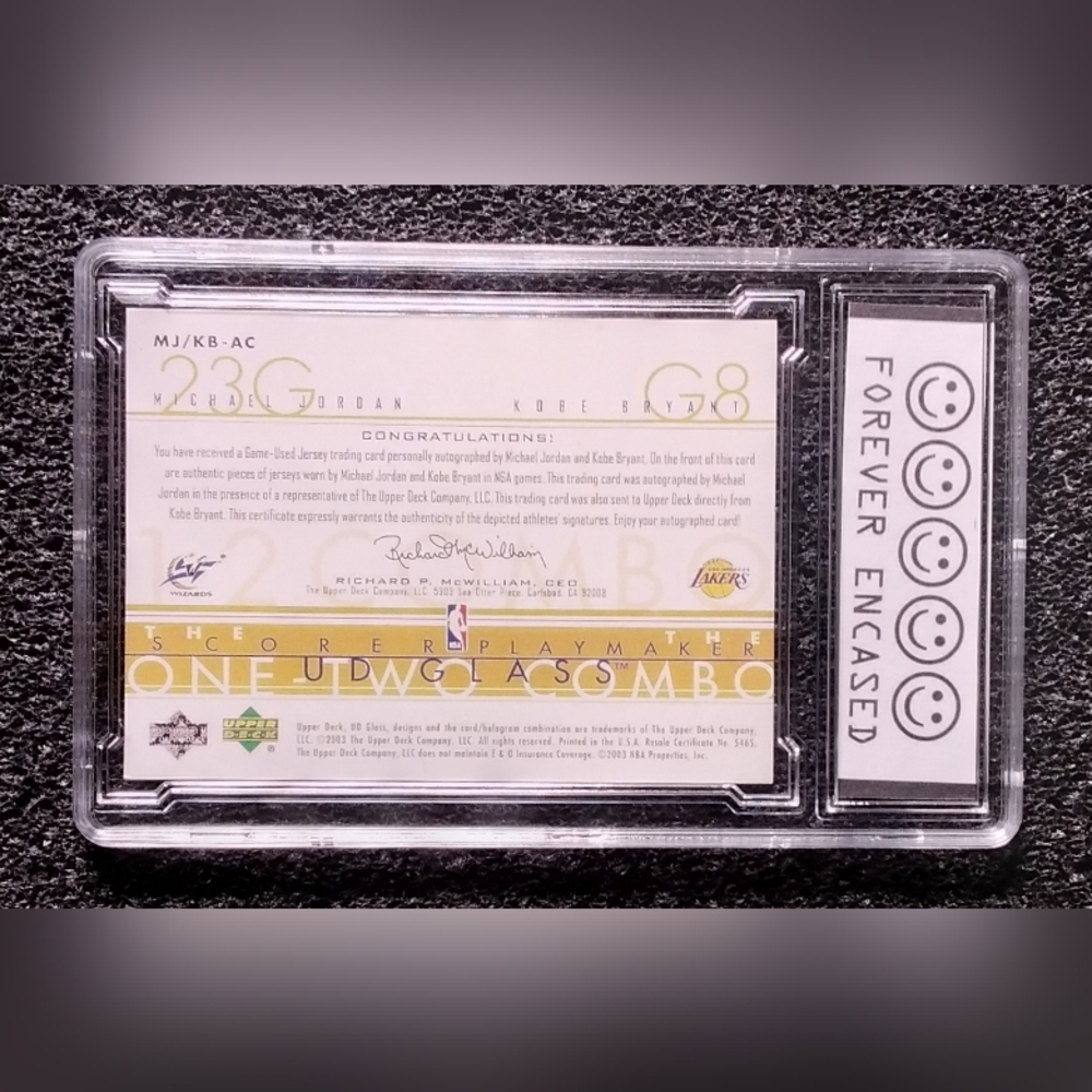 Michael Jordan, Kobe Bryant UD Glass Dual Autograph Basketball Card. Graded 10 - Picture 2 of 2